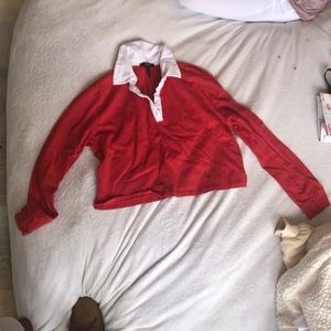 cropped red colored shirt